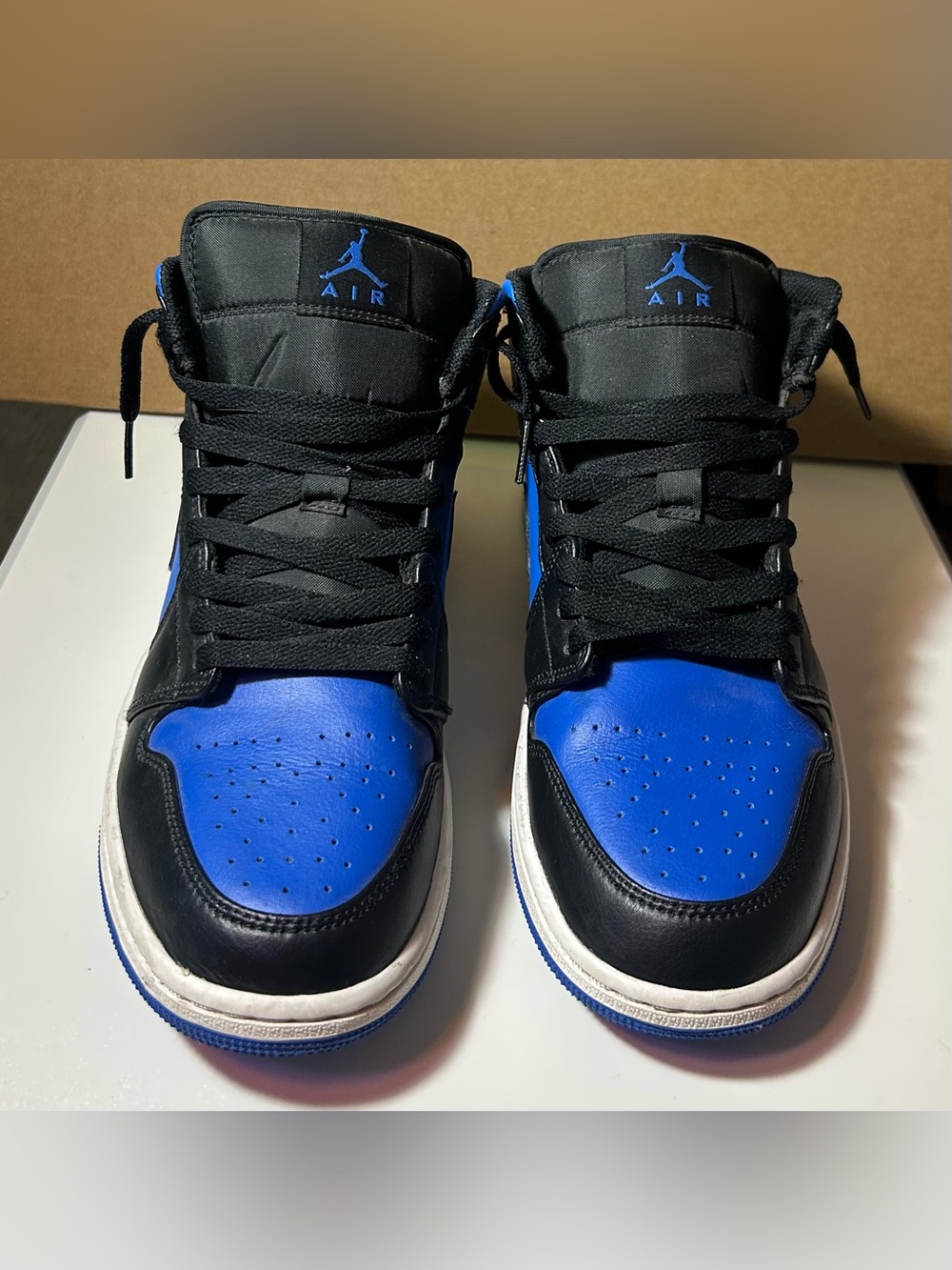 Air Jordan 1 Men's Size 9.5 Mid Royal Blue & Black Basketball Sneakers Shoes
